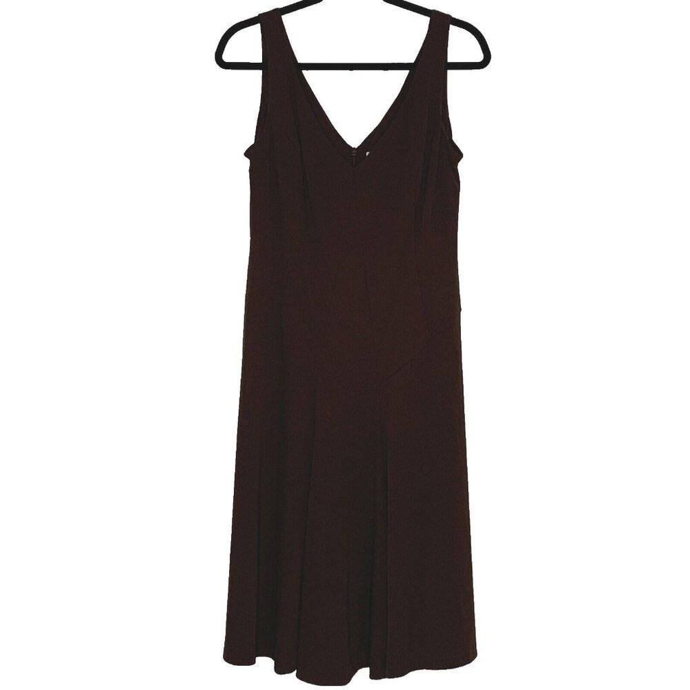 Worthington Womens Fit & Flare V-Neck Stretch Sleeveless Dress Size 10 Brown